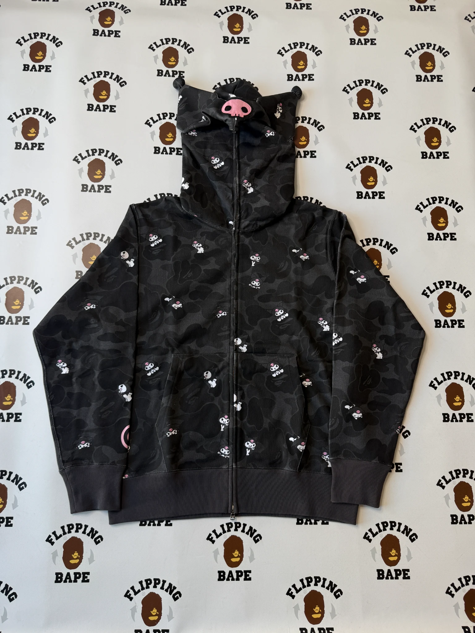BAPE X KUROMI CAMO FULL ZIP HOODIE